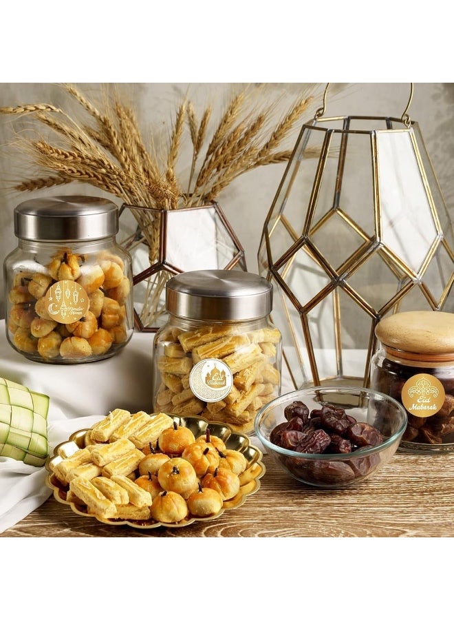 500 PCS Ramadan Stickers Eid Mubarak Stickers Ramadan Kareem Stickers Islamic Muslim Decoration Ramadan Kareem Labels for Eid Party Decorations Ramadan Party Supplies (White Gold) - Image 2